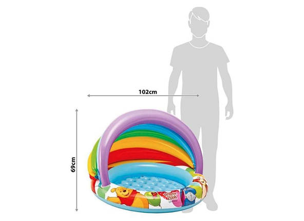 Дитячий надувний басейн Intex Вінні Пух з навісом 45 л 102х69 см Різнобарвний (IP-167550), фото 2