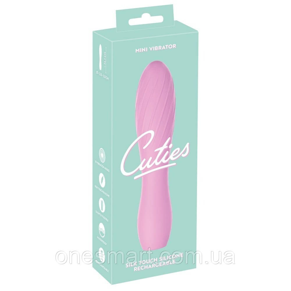 Вібратор Cuties 3 компактний рельєфний для жінок з 10 режимами вібрації розового кольору