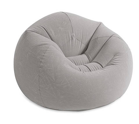 Надувне крісло Intex Beanless Bag Флоковане покриття Сірий 107х104х69 см (IP-168002), фото 2