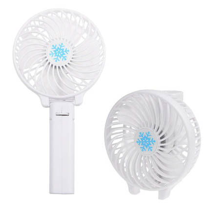 Портативний мінівентилятор акумуляторний Handy Mini Fan USB з ручкою і настільний із підставкою Білий, фото 2