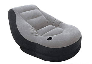 Надувне крісло для дому Intex Ultra Lounge з пуфом Сірий 130х99х76 см (IP-168054), фото 3