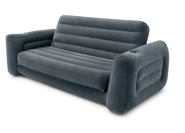 Двомісний надувний диван-трансформер Intex Pull-Out Sofa трансформер з насосом Чорний 203х224х66 см, фото 2