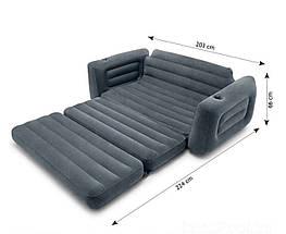 Двомісний надувний диван-трансформер Intex Pull-Out Sofa трансформер з насосом Чорний 203х224х66 см, фото 2