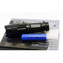 Ліхтар Bailong акумуляторний тактичний потужний ручний зумом і лінзою 300 Lm Чорний (Police BL-8468), фото 2