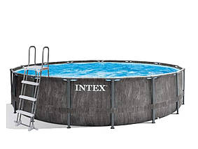 Каркасний басейн Intex Greywood 16805 л 457x122 см з насосом 6000 л/год сходами тентом і підстилкою Сірий, фото 2