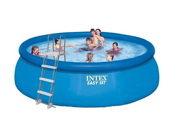 Надувний басейн Intex 14141 л 457х122 см ПВХ зі сходами тентом і підстилкою сімейний Синій (IP-170996), фото 2