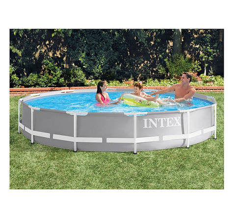 Каркасний басейн Intex PRO 366x76 см 6503 л з насосом і тентом 2 006 л/год круглий Сірий (IP-172687), фото 2