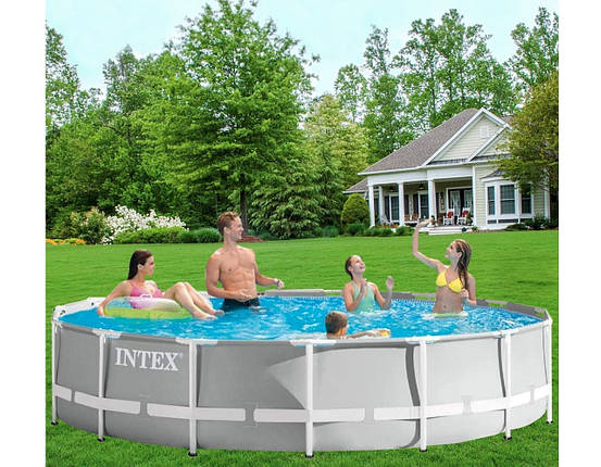 Басейн каркасний Intex 14614 л 457х107 см ПВХ Сірий (IP-172723), фото 2
