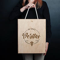 Коробка для вина на три бутылки "In vino veritas" "Ts"