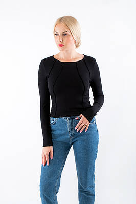 Лонгслів жіночий поло чорний  4960 (2000000111896)