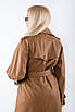 Жіночий тренч з екошкіри кемел 24953 (2000000113302), фото 3