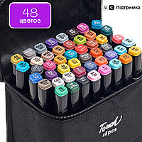 Огромный Набор скетч маркеров 48 цветов Touch Raven для рисования, в черном чехле "Ts"