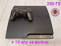 Sony PlayStation 3 Slim 250Gb прошитая с гарантией + игры PS3