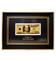 Сувенирное панно "Банкнота 100 USD (доллар) США" золото 33*23 см Гранд Презент ГП60082