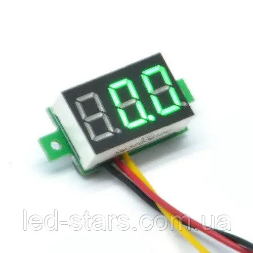Вольтметр цифровий з LED-індикатором 0.36 дюйма DC 4.5V - DC 40V ЗЕЛЕНИЙ