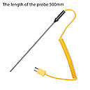 Термопара К-типу завдовжки 500 мм (от -50°C до +1200°C) завдовжки 1,5 м зі сталевим щупом, фото 2