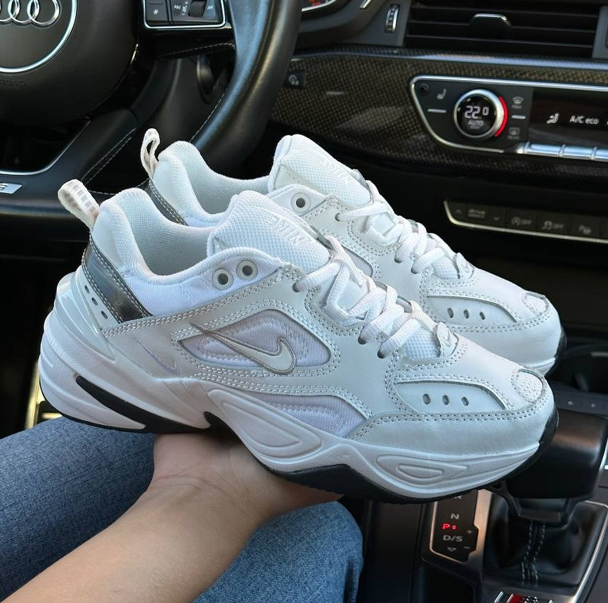 Жіночі кросівки Nike M2K Tekno Premium White Essential  осінь-весна-літо демісезонні білі. Живо фото, фото 1