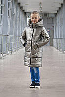 Куртка-пальто зимняя для девочки Сандра серый 134