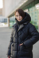 Модная подростковая зимняя куртка для девочки в черном цвете, размеры 146-164