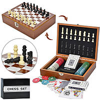 Настільна гра шахи та покер XQ12099 100 фішок, 2 колоди карток, з номіналом