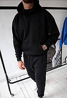 Стильный и практичный черный мужской комплект-тройка: Спортивный костюм из двунитки и Дутая Стеганая Жилетка