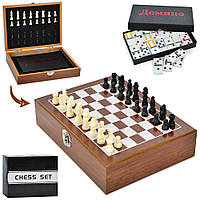 Настільна гра 2в1 Шахи та доміно в дерев'яній коробці XQ12095