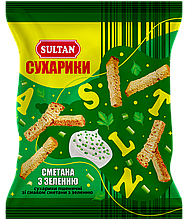 Сухарики пшеничні Sultan зі смаком сметани з зеленню 90 грам