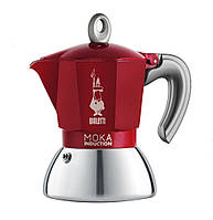 Гейзерная кофеварка Bialetti New Moka Induction на 2 чашки Красная (6942)
