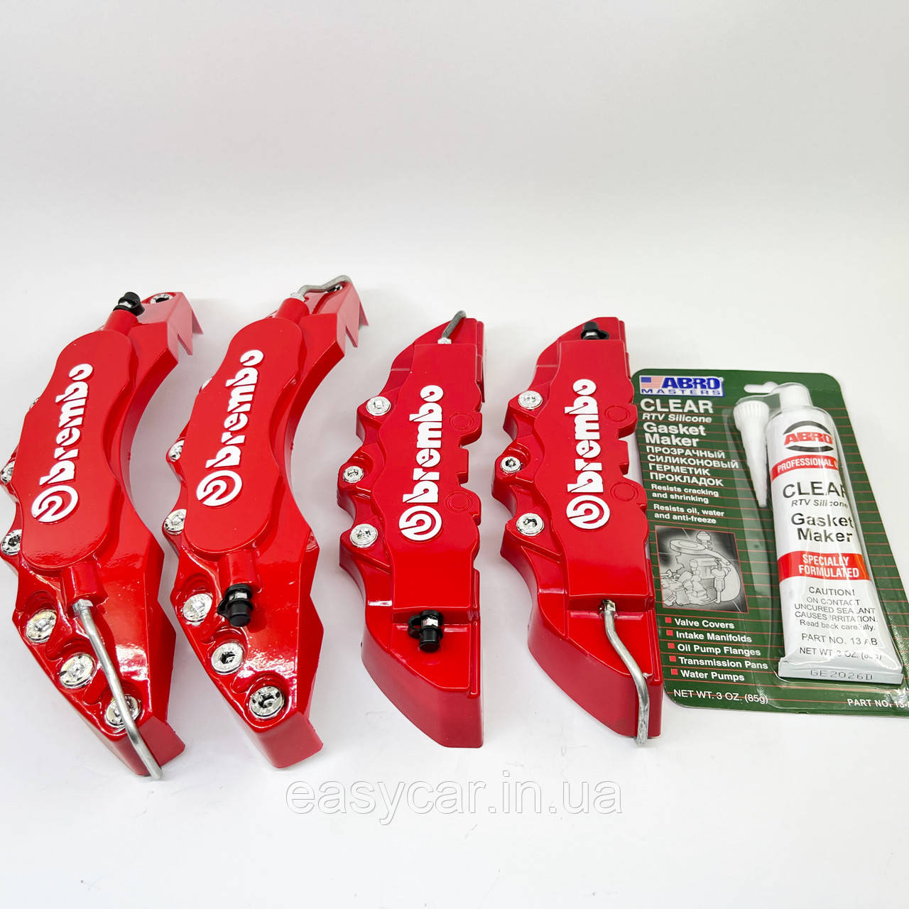Декоративні накладки на гальмівні супорта "BREMBO" ЧЕРВОНІ R19-21 + герметик