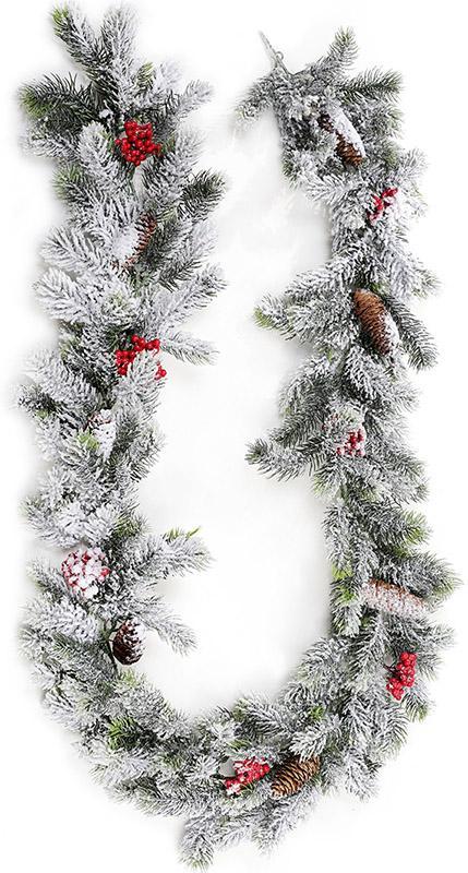 Декоративна гірлянда "Ягідки і шишки" зі штучної хвої 190см greenpharm, фото 1