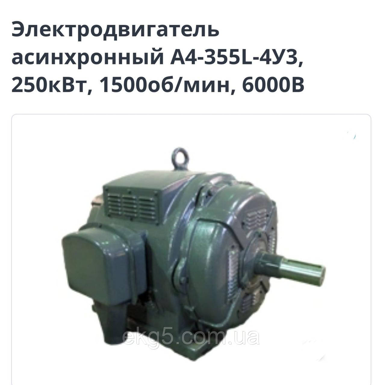 Електродвигун асинхронний А4-355L-4У3, 250 кВт, 1500 об/хв, 6000В