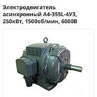 Электродвигатель асинхронный А4-355L-4У3, 250 кВт, 1500 об/мин, 6000В