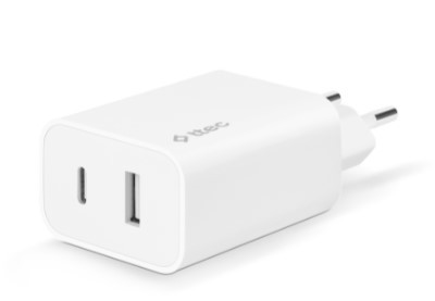 Мережевий зарядний пристрій Ttec SmartCharger Duo PD USB-C/USB-A 32Вт White (2SCS24B), фото 1