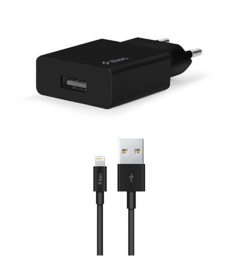 Мережевий зарядний пристрій Ttec SmartCharger USB 2.1А Black (2SCS20LS) + кабель Lightning, фото 1