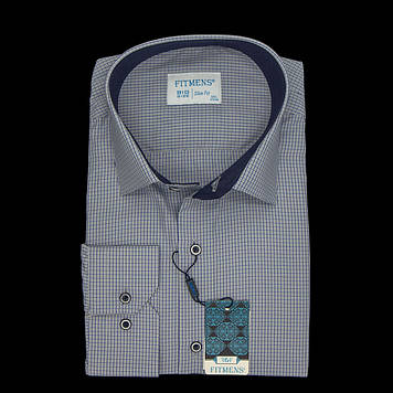 Сорочка чоловіча, приталена (Slim Fit), з довгим рукавом, FITMENS FS-002265 GIRI 90% бавовна 10% поліестер
