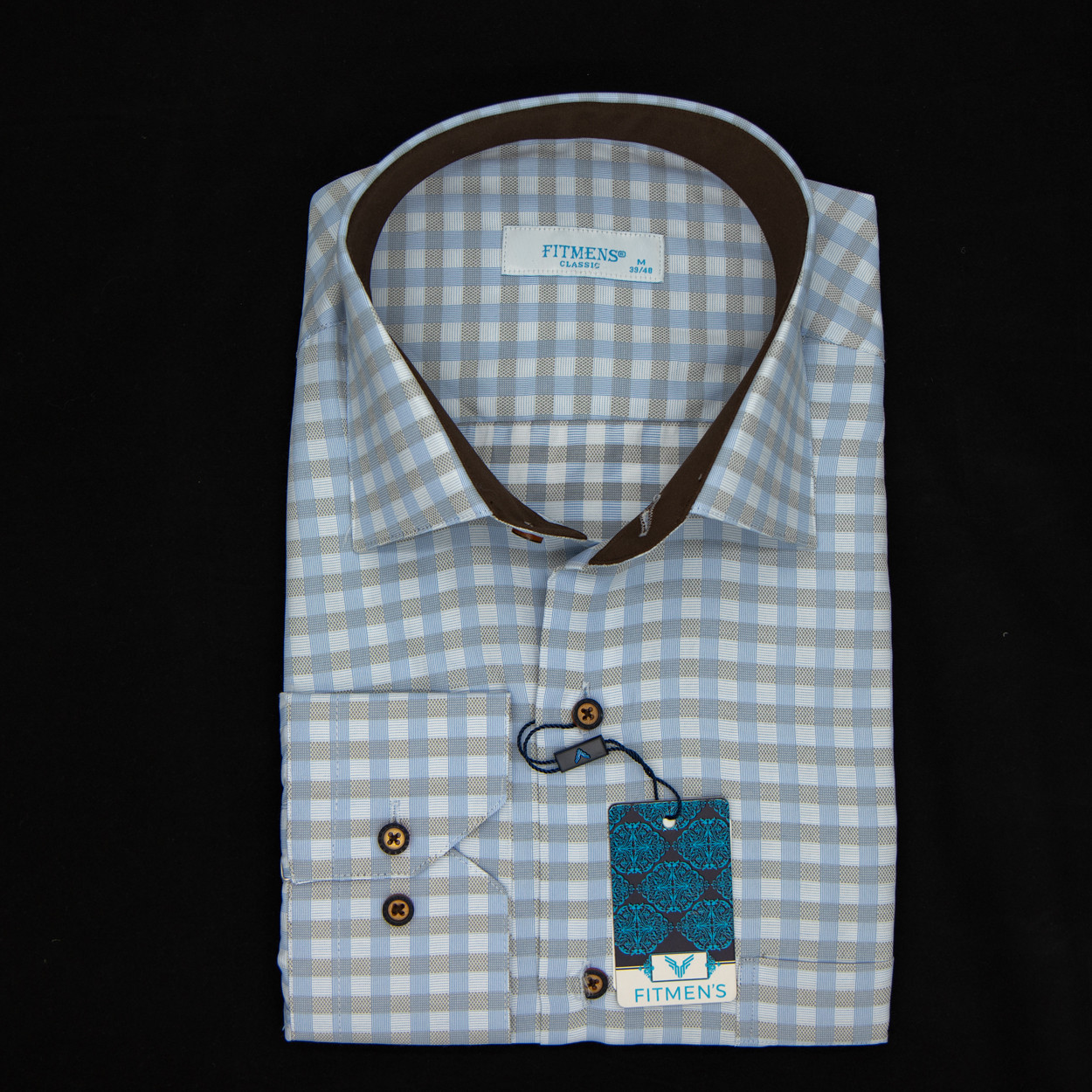 Сорочка чоловіча, прямого покрою, з довгим рукавом, FITMENS FS-002774 GRI 90% бавовна 10% поліестер XL(Р)