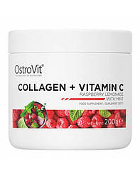 Колаген Collagen Ostrovite 200г малиновий лімонад + вітамін С