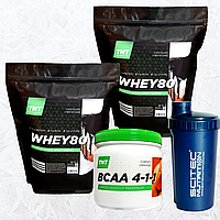 Интенсивный набор массы - Whey Протеин 80% Польша 4 кг, ВСАА и Шейкер в подарок!