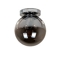 Люстра стельова на один чорний плафон у вигляді кулі на хромованому корпусі Levistella 756XPR150F-1 CR+BK