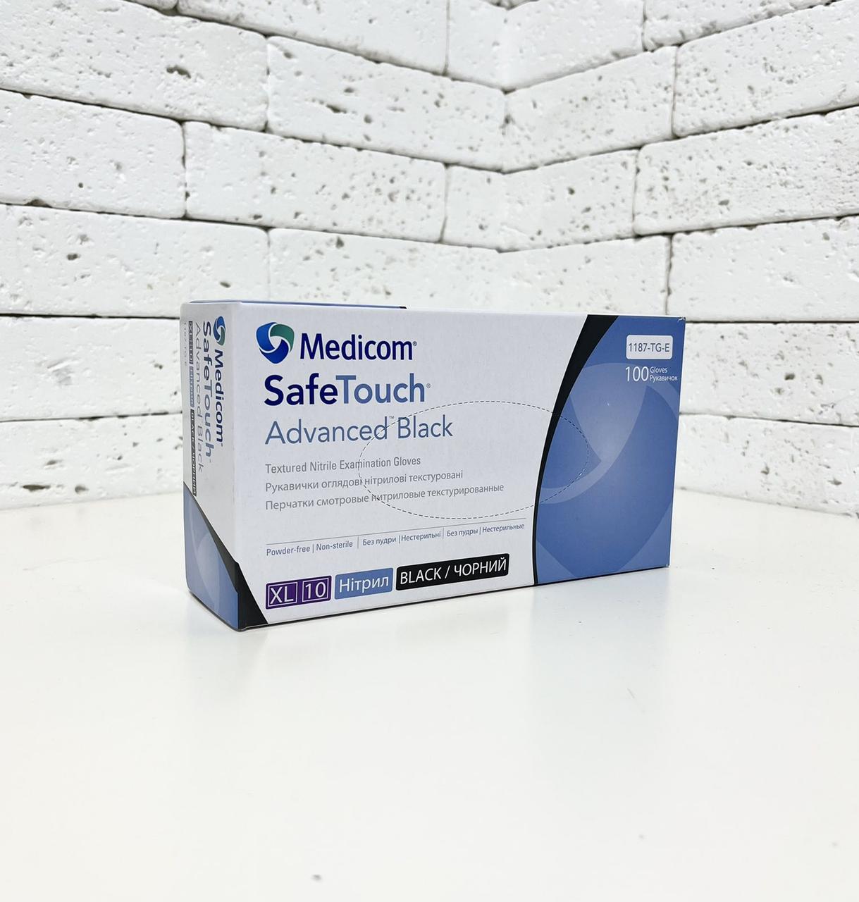 Нітрилові рукавички Medicom SafeTouch Black, розмір XL, чорні 100 шт