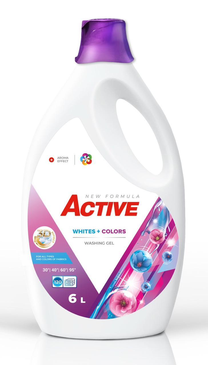 Гель для прання білих та кольорових речей Active Whites + Colors на 120 прань 6 л