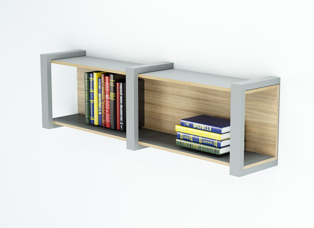 Офісна полиця БН-4 (385x1600x480) Серый/Дуб Сонома Гамма стиль, фото 1