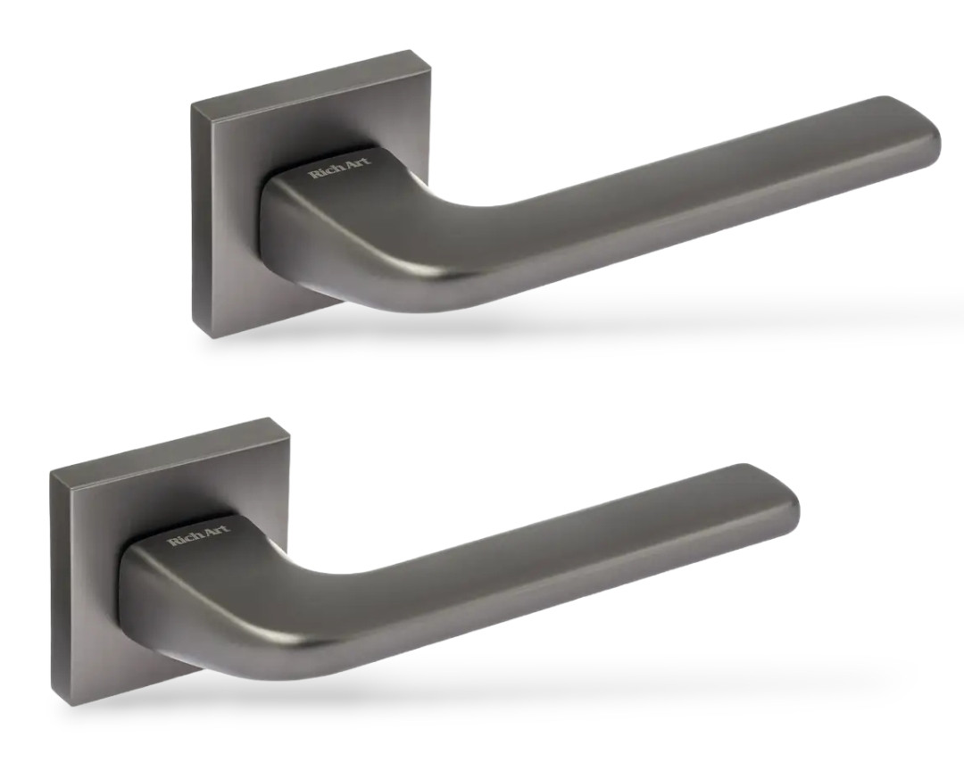 Ручки для дверей Rich-Art Лідс 382 R64 MSB графіт (на квадратній розетці), фото 1