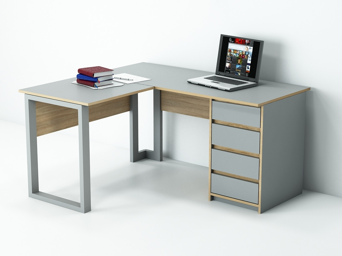 Офісний стіл лофт БК-3Т (1200x1600x750) Серый/Дуб Сонома Гамма стиль, фото 1