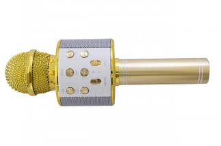 Мікрофон бездротовий Wster WS-858 акумуляторний для караоке з Bluetooth зі зміною голосу, фото 4