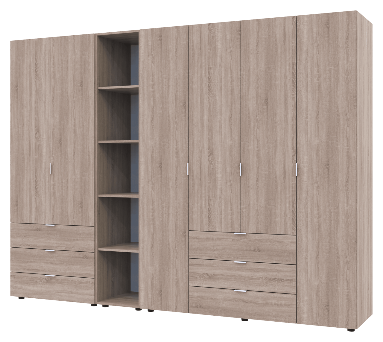 Комплект Doros Гелар з Етажеркою Дуб Сонома 2+4 ДСП 270.7х49.5х203.4 (42005051), фото 1