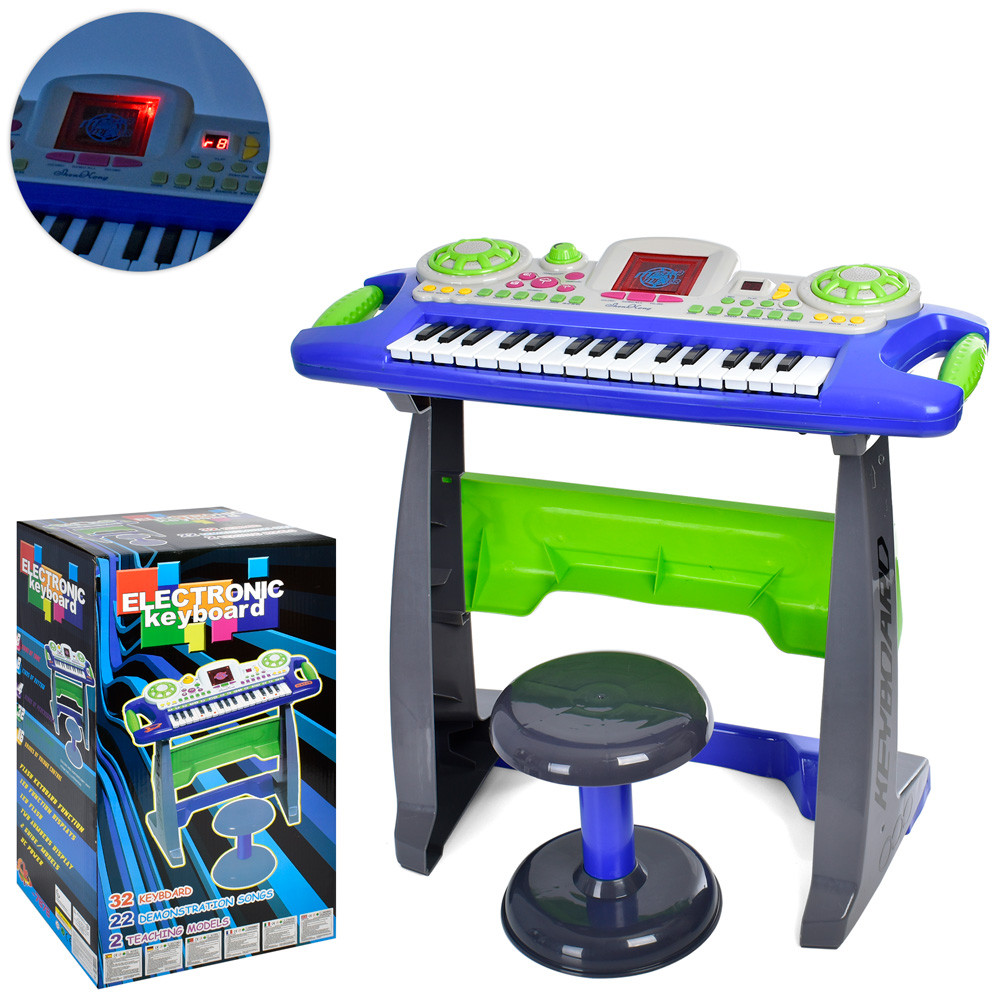 Дитячий синтезатор SK-7878 на ніжках зі стільчиком і мікрофоном іграшкове піаніно 32 клавіші