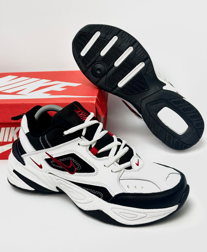 Чоловічі кросівки Nike M2K Tekno White Black Red Найк М2К Текно чорно-білі з червоним