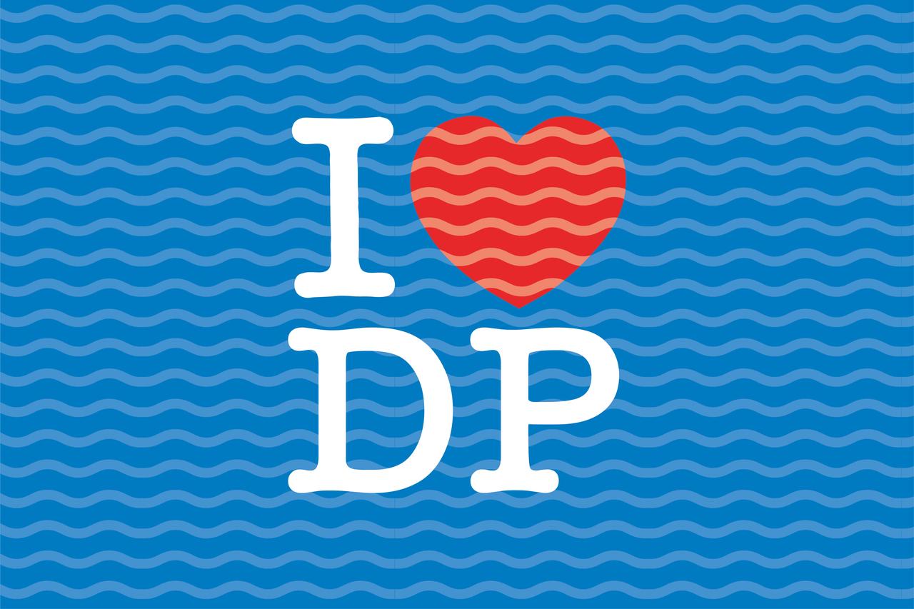 Прапор  "I love Dnipro", синій, Штучний шовк, 1200х700 мм, фото 1