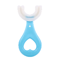 Детская зубная щетка KidsBrush U-образная, силиконовая капа для детских зубов с очисткой на 360 градусов 2-6 лет, 1 шт, Голубой